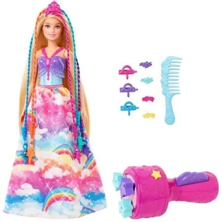 Lalka Barbie Księżniczka Zakręcone Pasemka GTG00
